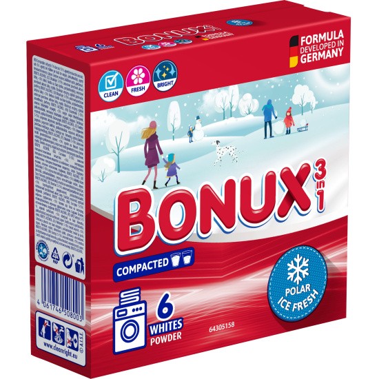Bonux 6dávek/390g whites 3 in 1 - Drogerie Prací prostředky Prací prášky do 20 dávek
